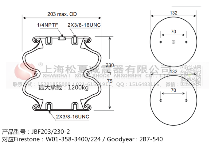 JBF203/230-2橡膠<a href='http://jiesibaojie.com/' target='_blank'><u>空氣彈簧</u></a>