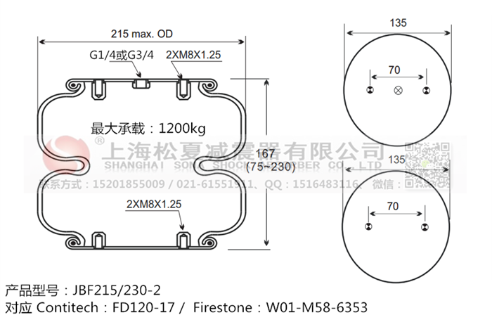 JBF215/230-2橡膠<a href='http://jiesibaojie.com/' target='_blank'><u>空氣彈簧</u></a>