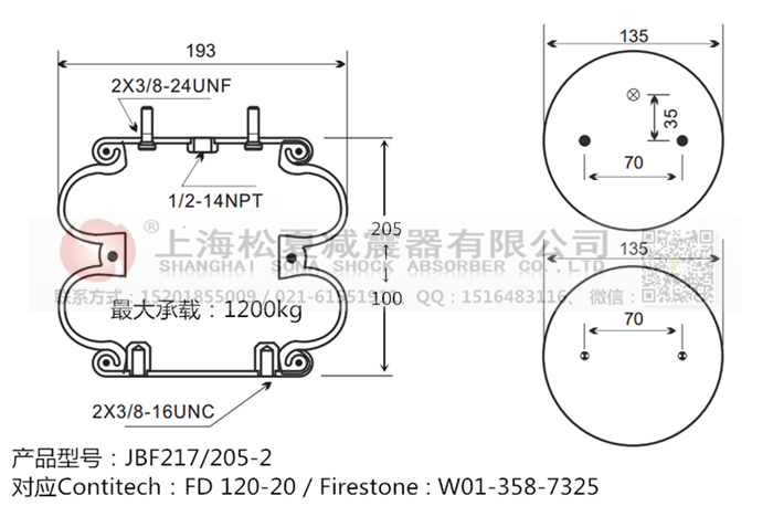 JBF217/205-2橡膠<a href='http://jiesibaojie.com/' target='_blank'><u>空氣彈簧</u></a>