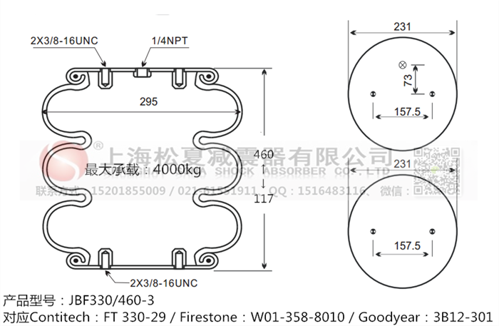 JBF330/460-3橡膠<a href='http://jiesibaojie.com/' target='_blank'><u>空氣彈簧</u></a>