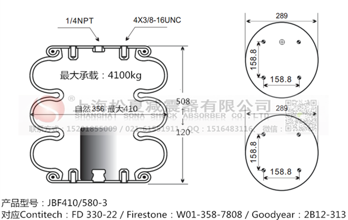 JBF410/580-3橡膠<a href='http://jiesibaojie.com/' target='_blank'><u>空氣彈簧</u></a>